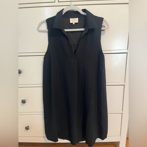 SSYS Black Sleeveless Collared Shift Dress